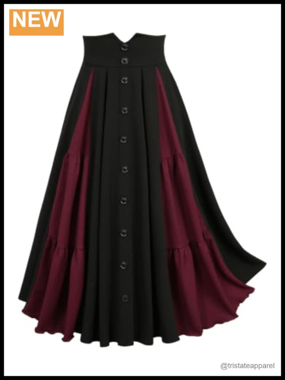 Plus Size High Waisted Button Down Maxi Skirt A-Line Renaissance